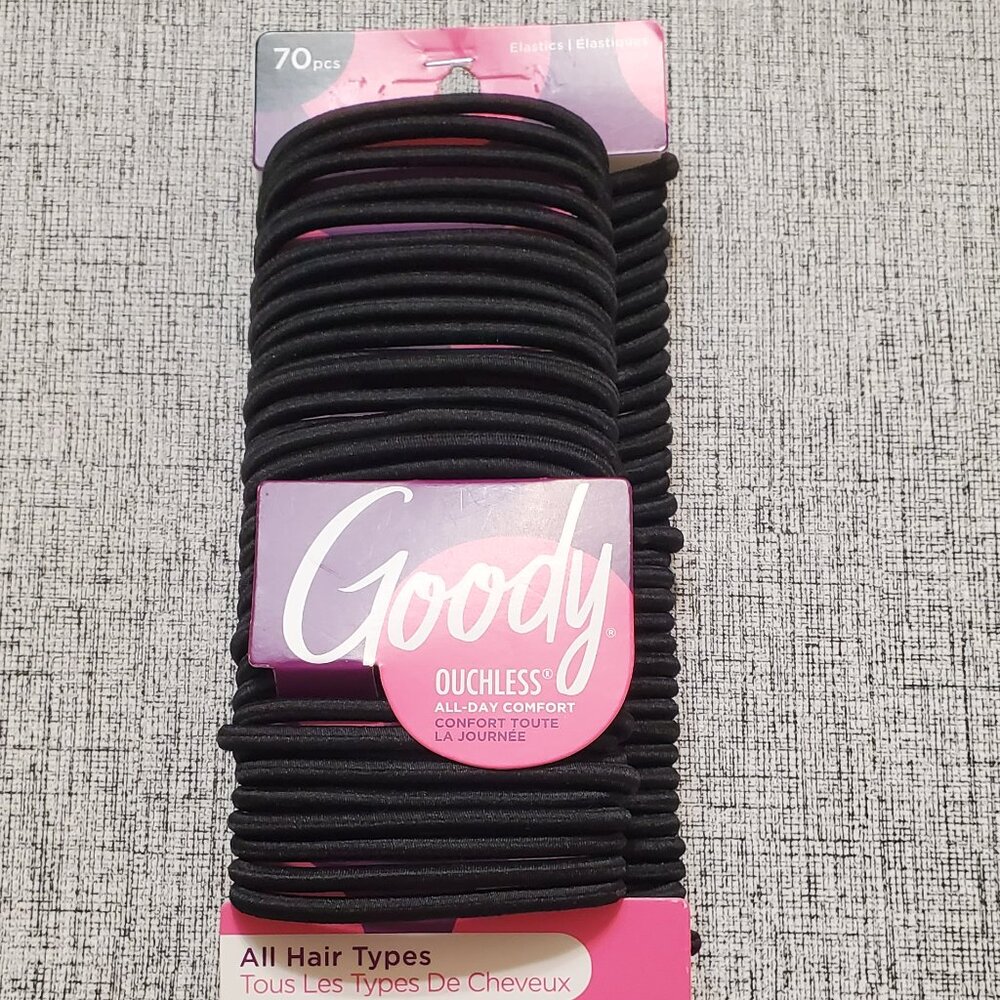 Goody Ouchless All Day Comfort Black Elastics Ties 70 pcs